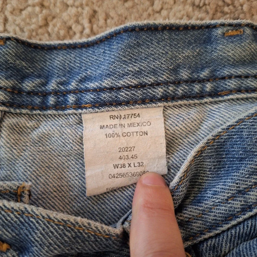 Key Y2K Double Knee Blue Jeans Bleach Thrashed Carpenter Workwear 38x32